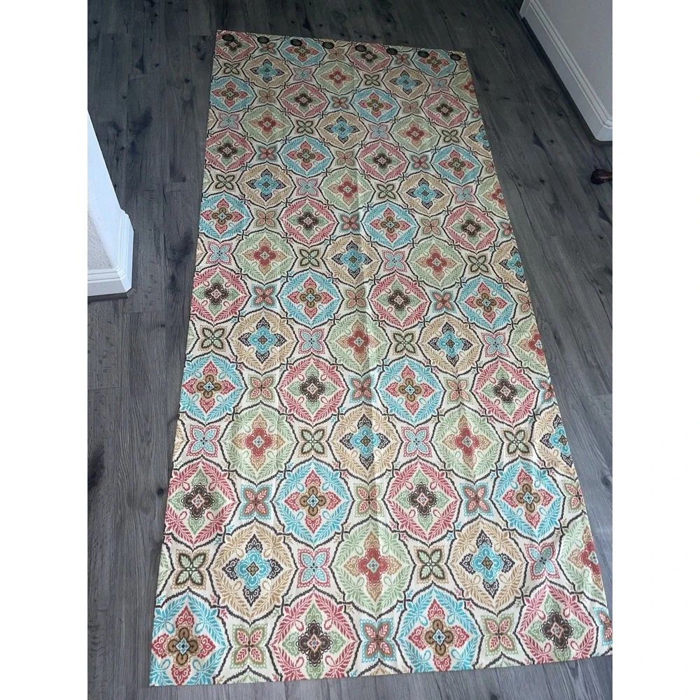 Pier 1 Medallion Design Curtain Panels (2) Colorful 9' X 50